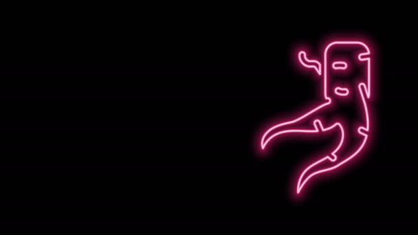 Świecąca neonowa linia Ikona korzenia imbiru odizolowana na czarnym tle. 4K Animacja graficzna ruchu wideo — Wideo stockowe