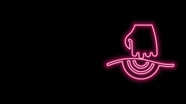 Zářící neonová čára Ikona masáže izolovaná na černém pozadí. Odpočinek, odpočinek. Grafická animace pohybu videa 4K — Stock video
