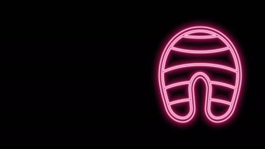 Parlayan neon hattı. Siyah arka planda balık bifteği ikonu var. 4K Video hareketli grafik canlandırması