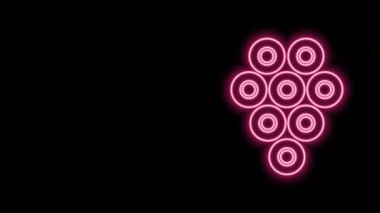 Parlayan neon hattı havyar simgesi siyah arkaplanda izole edildi. 4K Video hareketli grafik canlandırması