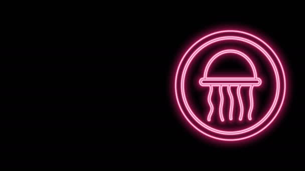 Świecąca neonowa linia Meduza na ikonie tablicy wyizolowanej na czarnym tle. 4K Animacja graficzna ruchu wideo — Wideo stockowe
