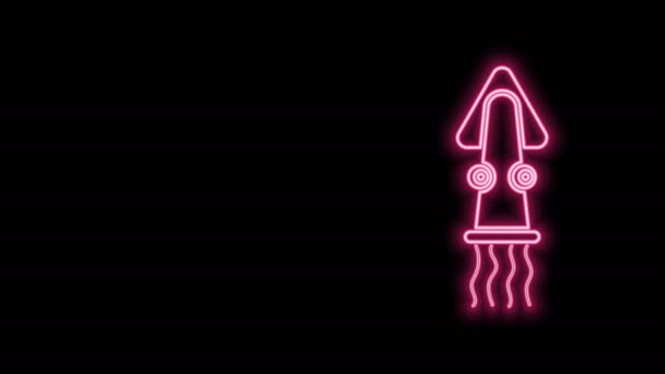 Zářící neonová čára Ikona chobotnice izolovaná na černém pozadí. Grafická animace pohybu videa 4K — Stock video