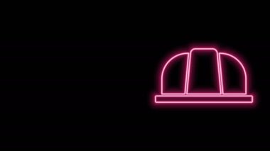 Parlayan neon hattı İşçi Kaskı simgesi siyah arkaplanda izole edildi. Sigorta konsepti. Güvenlik, güvenlik, koruma, konsept koruma. 4K Video hareketli grafik canlandırması
