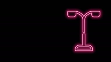 Parlayan neon hattı sokak ışık sistemi simgesi siyah arkaplanda izole edildi. 4K Video hareketli grafik canlandırması