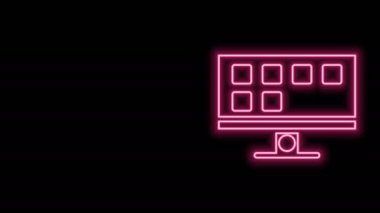 Parlayan neon hattı Akıllı TV simgesi siyah arkaplanda izole edildi. Televizyon tabelası. 4K Video hareketli grafik canlandırması