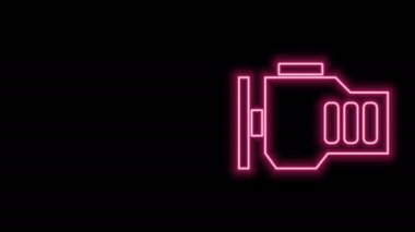 Parlayan neon çizgi kontrol motor simgesi siyah arkaplanda izole edildi. 4K Video hareketli grafik canlandırması
