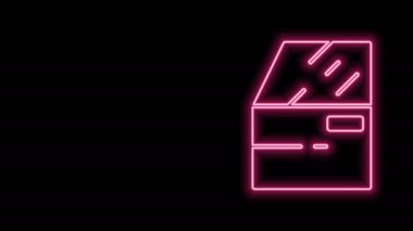 Parlayan neon çizgili araba kapısı simgesi siyah arka planda izole edildi. 4K Video hareketli grafik canlandırması