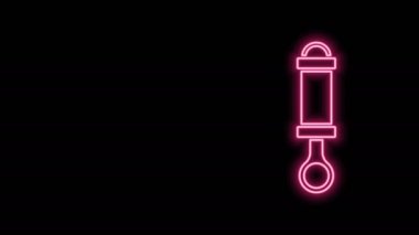 Parlayan neon hattı şok emici simgesi siyah arkaplanda izole edildi. 4K Video hareketli grafik canlandırması