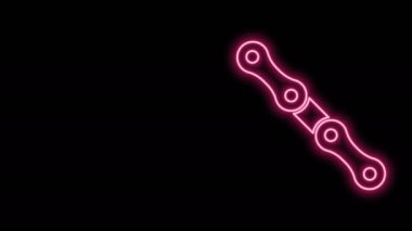 Parlayan neon çizgili araba zinciri simgesi siyah arkaplanda izole edildi. 4K Video hareketli grafik canlandırması