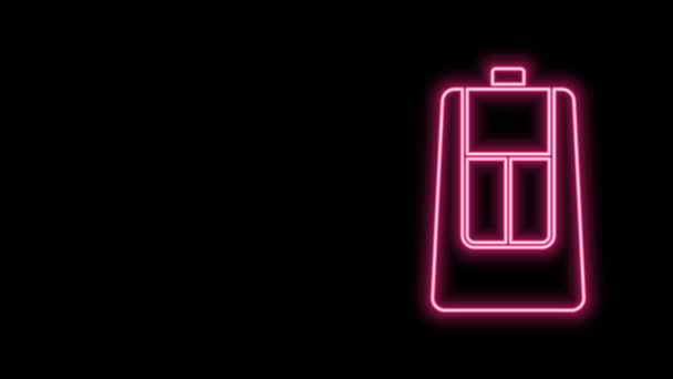 Świecąca neonowa linia Klucz samochodowy z ikoną zdalnej izolacji na czarnym tle. Kluczyki i system alarmowy. 4K Animacja graficzna ruchu wideo — Wideo stockowe