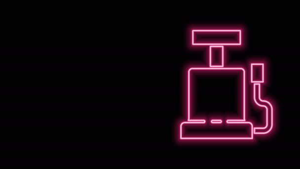 검은 배경에 네온 라인 자동차 공기 펌프 아이콘 분리. 4K 비디오 모션 그래픽 애니메이션 — 비디오
