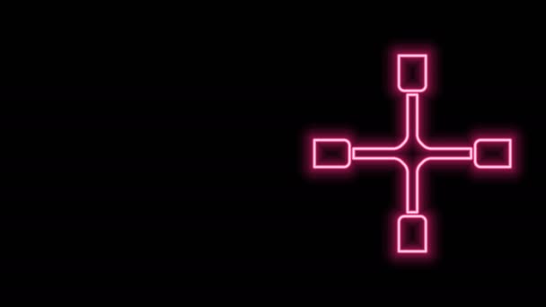 Glödande neon line Wheel skiftnyckel ikon isolerad på svart bakgrund. Hjulställning. 4K Video motion grafisk animation — Stockvideo