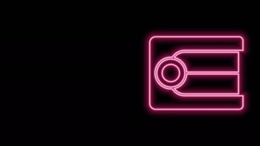 Parlayan neon hattı protez modeli simgesi siyah arkaplanda izole edildi. Diş konsepti. 4K Video hareketli grafik canlandırması