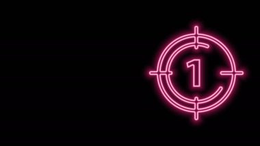Parlayan neon hattı Eski film geri sayım kare simgesi siyah arkaplanda izole. Klasik retro sinema zamanlayıcısı. 4K Video hareketli grafik canlandırması