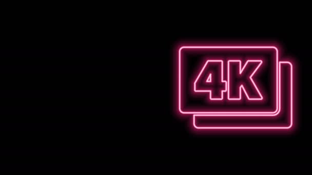 Świecąca neonowa ikona Ultra HD 4k izolowana na czarnym tle. 4K Animacja graficzna ruchu wideo — Wideo stockowe