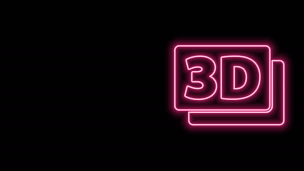 Glowing neon line 3D word icon isolated on black background. Animasi grafis gerak Video 4K — Stok Video