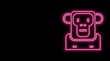 Parlayan neon çizgisi simgesi siyah arkaplanda izole edildi. 4K Video hareketli grafik canlandırması