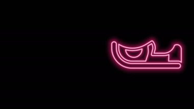 Parlayan neon çizgisi Geleneksel Hint ayakkabı simgesi siyah arkaplanda izole edildi. 4K Video hareketli grafik canlandırması