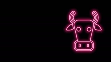 Parlayan neon hattı simgesi siyah arkaplanda izole edildi. 4K Video hareketli grafik canlandırması