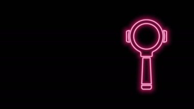 Parlayan neon hattı kahve filtresi ikonu siyah arka planda izole edildi. 4K Video hareketli grafik canlandırması