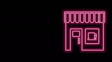 Parlayan neon hattı simgesi siyah arka planda izole edilmiş. 4K Video hareketli grafik canlandırması