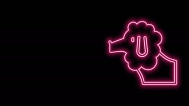 Parlayan neon hattı siyah arka planda izole edilmiş Fransız kaniş köpeği ikonu. 4K Video hareketli grafik canlandırması