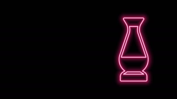 Glödande neon linje indisk vas ikon isolerad på svart bakgrund. 4K Video motion grafisk animation — Stockvideo