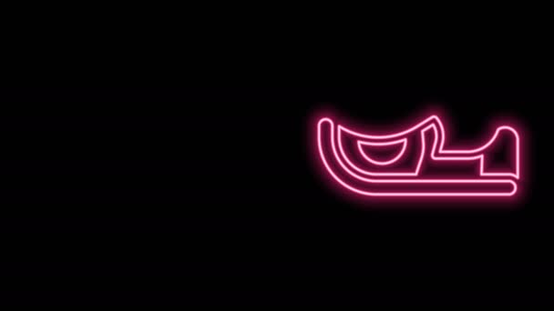 Linha de néon brilhante ícone tradicional sapatos indianos isolados no fundo preto. Animação gráfica em movimento de vídeo 4K — Vídeo de Stock