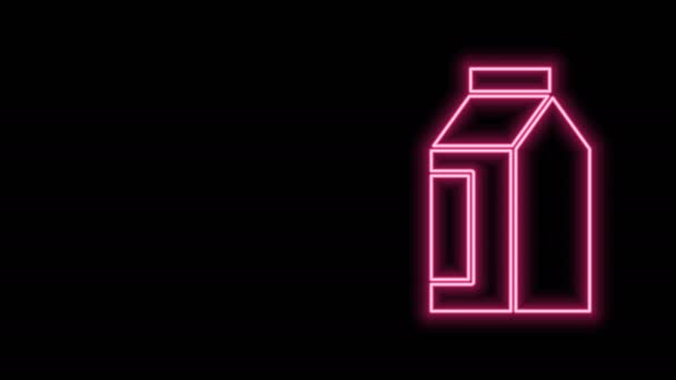 Świecąca neonowa linia Torba z ikoną ziaren kawy odizolowana na czarnym tle. 4K Animacja graficzna ruchu wideo — Wideo stockowe
