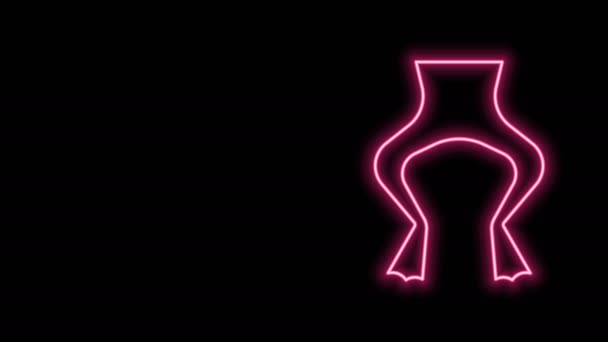 发光的霓虹灯线青蛙腿图标孤立在黑色背景.4K视频运动图形动画 — 图库视频影像