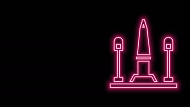 Glowing neon line Place De La Concorde in Paris, France icon isolated on black background. 4K Video motion graphic animation — Stock Video