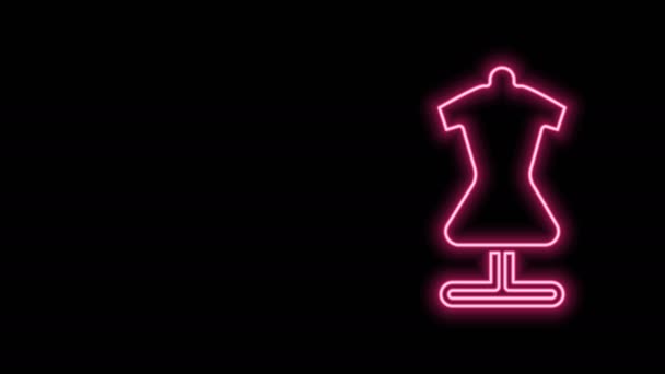 Glödande neon linje skyltdocka ikon isolerad på svart bakgrund. Skräddardocka. 4K Video motion grafisk animation — Stockvideo