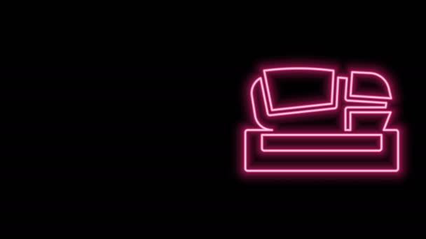 검은 배경에 네온 라인 경기장 메스 탈라 아이콘이 고립되어 있다. 스페인 발렌시아에 있는 축구 경기장. 4K 비디오 모션 그래픽 애니메이션 — 비디오