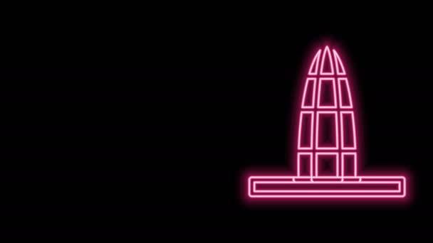 검은 배경에 네온 라인 애 그 바르 타워 아이콘 분리. 바르셀로나, 스페인. 4K 비디오 모션 그래픽 애니메이션 — 비디오