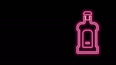Parlayan neon hattı Orujo simgesi siyah arkaplanda izole edildi. 4K Video hareketli grafik canlandırması