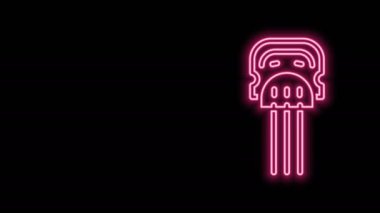 Parlayan neon hattı Flamenko kadın aksesuar ikonu siyah arka planda izole edildi. Peineta. İspanyol tarağı. 4K Video hareketli grafik canlandırması