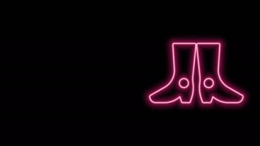 Parlayan neon hattı Ukrayna ulusal ayakkabı ikonu siyah arka planda izole edildi. Geleneksel etnik çizmeler. 4K Video hareketli grafik canlandırması
