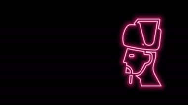 Parlayan neon hattı Ukrayna Kazak simgesi siyah arka planda izole edildi. 4K Video hareketli grafik canlandırması