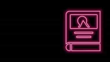 Parlayan neon çizgisi Fotoğraf albüm galerisi simgesi siyah arkaplanda izole edildi. 4K Video hareketli grafik canlandırması