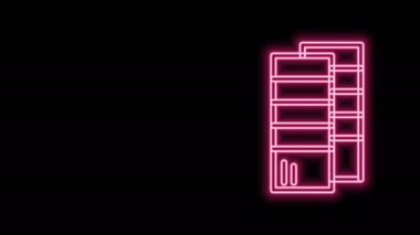 Parlak neon hattı Pantone palet kitap örneği boya ikonu siyah arkaplanda izole edildi. Gökkuşağı pantonlu boya masası. 4K Video hareketli grafik canlandırması