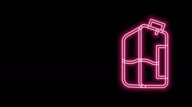 Parlayan neon hattı yazıcı mürekkep şişesi simgesi siyah arkaplanda izole edildi. 4K Video hareketli grafik canlandırması