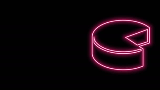 Icono brillante de la línea de neón Cheese aislado sobre fondo negro. Animación gráfica de vídeo 4K — Vídeos de Stock