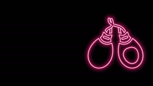 Glowing neon line Musik castanets ikon terisolasi di latar belakang hitam. Animasi grafis gerak Video 4K — Stok Video
