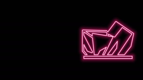 Gloeiende neon lijn Royal Ontario museum in Toronto, Canada icoon geïsoleerd op zwarte achtergrond. 4K Video motion grafische animatie — Stockvideo
