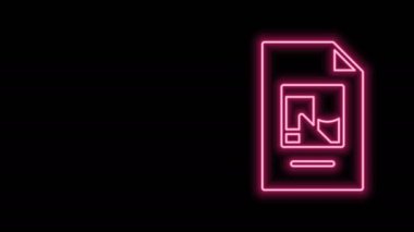 Siyah arkaplanda resimleme simgesiyle parlayan neon hattı dosyası. Kontrol listesi simgesi. İş konsepti. 4K Video hareketli grafik canlandırması