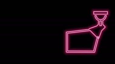 Parlayan neon hattı spot ışığı simgesi siyah arkaplanda izole edildi. Işık efekti. Sahne, Stüdyo, Gösteri. 4K Video hareketli grafik canlandırması