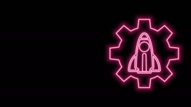 Parlayan neon hattı Business startup proje konsepti simgesi siyah arkaplanda izole edildi. Yeni iş, girişimcilik, yenilik ve teknolojinin sembolü. 4K Video hareketli grafik canlandırması