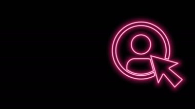 Parlayan neon hattı Siyah arkaplanda izole edilmiş hesap ekranı simgesi oluştur. 4K Video hareketli grafik canlandırması