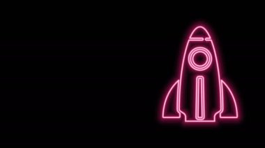 Parlayan neon hattı Business startup proje konsepti simgesi siyah arkaplanda izole edildi. Yeni iş, girişimcilik, yenilik ve teknolojinin sembolü. 4K Video hareketli grafik canlandırması
