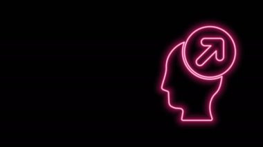 Parlayan neon hattı kafa avlama konsepti simgesi siyah arka planda izole edildi. İş hedefi ya da İstihdam tabelası. İş için insan kaynakları ve adam toplama. 4K Video hareketli grafik canlandırması